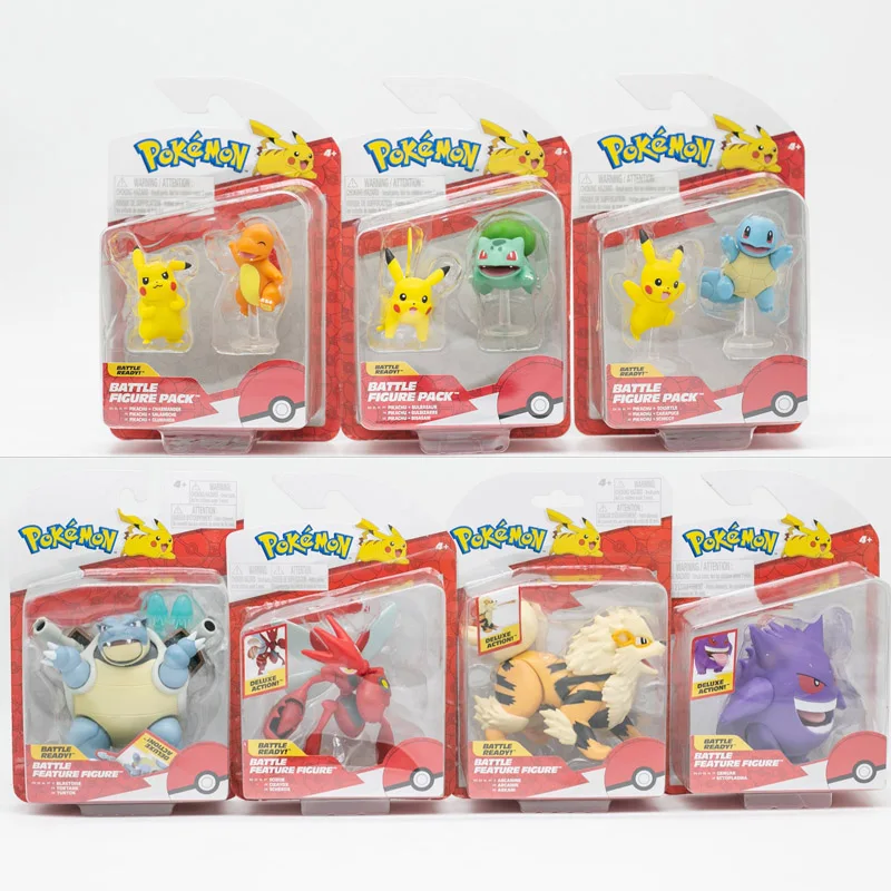 

Anime Pokemon Battle Figure Pikachu Arcanine Gengar Blastoise Scizor Action Figures Model Toy Collection Ornament Boy Girl Gifts
