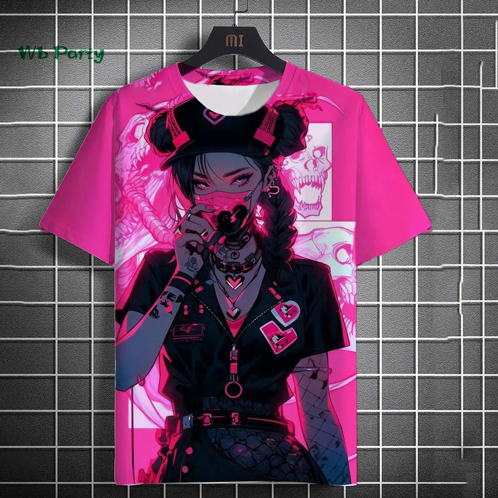 Japanese Manga Girl Style Print T-shirt 3D Print Men Short-Sleeved Tee Harajuku Tops Summer Oversized Men T-shirt Men's Clothing