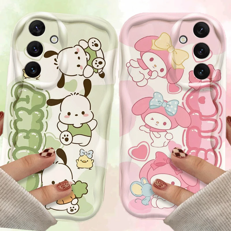 Sanrio Mymelody Pochacco 3D Wave Case For Samsung Galaxy A54 A34 A24 A14 A13 A53 A33 A73 A23 A52 A52S A32 A22 A12 A51 A71 Cover