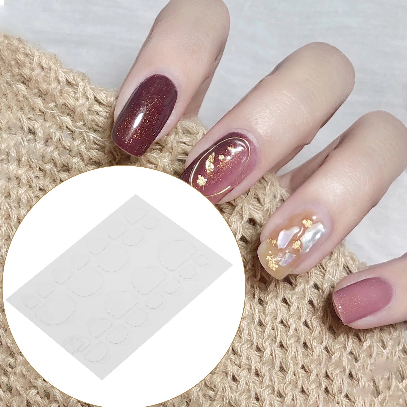 

20 Sheets Clear Nail Adhesive Tabs Tape False Nails Fingernail Double Sided Gel Stickers Safe Portable Easy Use