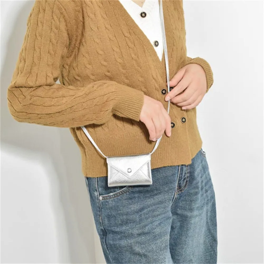 Storage Pouch PU Leather Mini Bag Necklace Solid Color Multifunctional Shoulder Bag Durable 6 Colors Waist Packs Storage