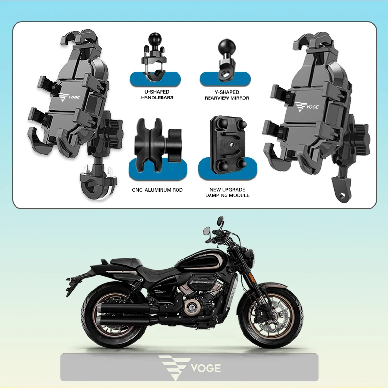 

For VOGE DS525X Rally 300RR 250RR 500AC 650DS 500R Phone Mount Stand Motorcycle Holder 360° Rotatable ABS Adjustable