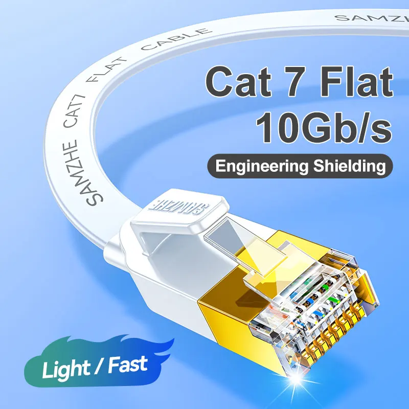 SAMZHE RJ45 Cat 7 Ethernet Patchkabel 10Gpbs High-Speed 600MHz STP RJ45 LAN-kabel Ethernet Patch Cord voor Router Laptop