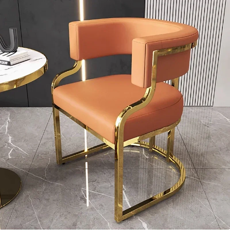 Luxury Modern Dining Chairs Room Ergonomic Luxury Leather Chair Designer Lounge Living Silla Comedor Nordic Furnitures Gold