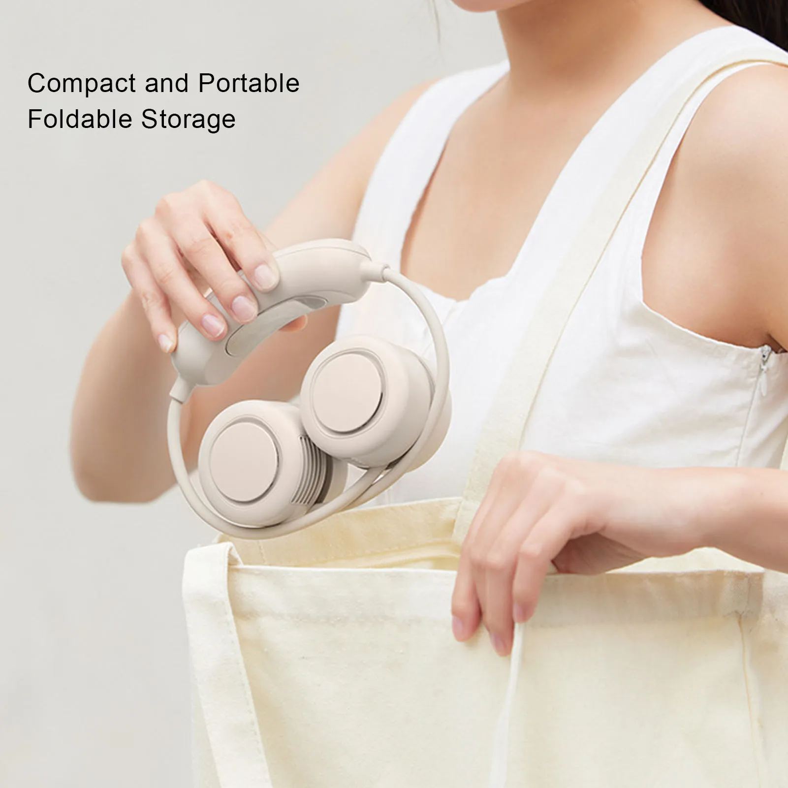 مروحة معلقة للرقبة، 3 تروس، تصميم مريح قابل للتعديل، مروحة رقبة هادئة قابلة للطي يمكن ارتداؤها لمروحة الرقبة المحمولة لركوب الدراجات على الشاطئ