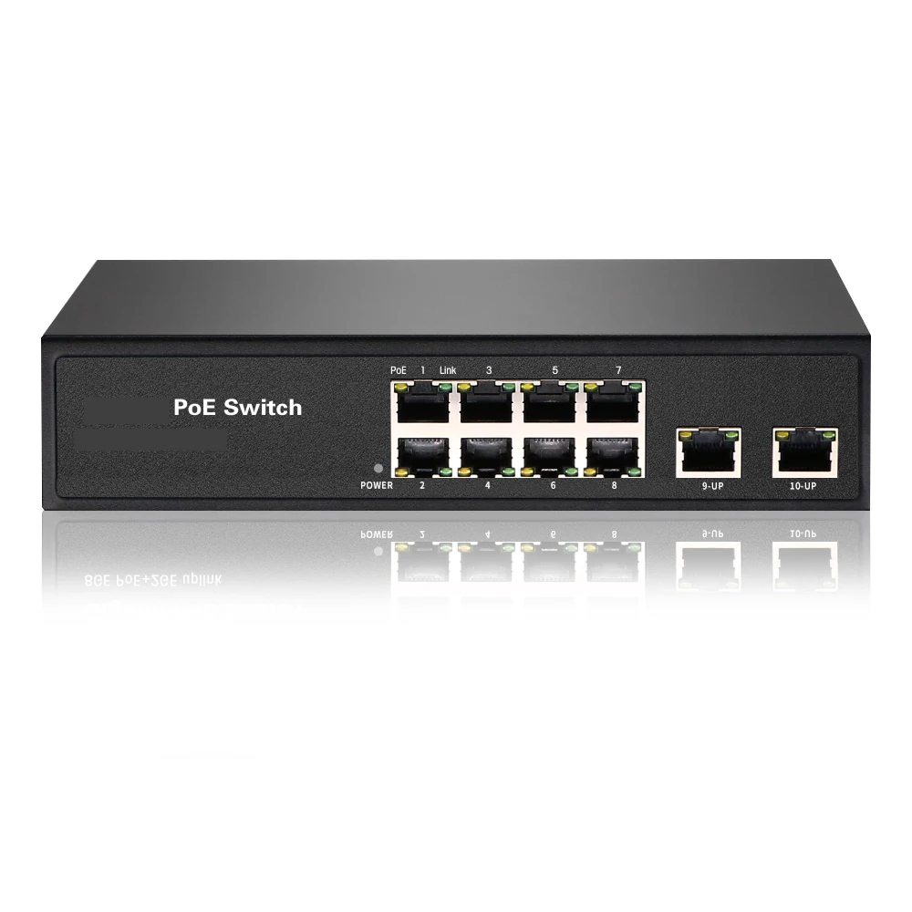 10 Ports long Range Switch with 8 POE   , 250Meters Power to IP Camera ,Wireless AP IP Phone, 1U