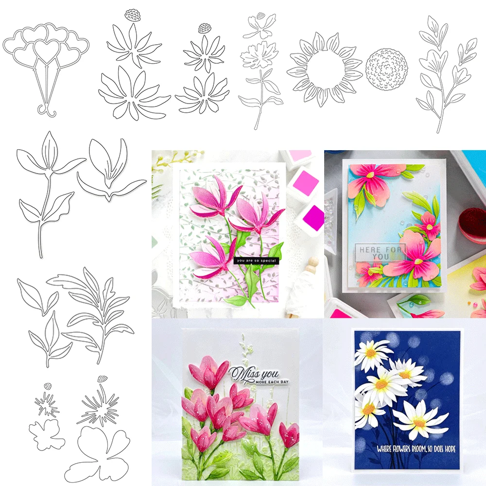Frühlings-Blumen-Metallstanzformen - Magnolien- und Sonnenblumen-Stanzformen für DIY Hochzeitseinladungen und Scrapbooking