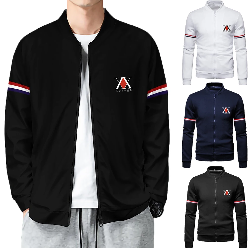 

Мужская бейсбольная куртка Hunter X Hunter, повседневная куртка с капюшоном, на молнии, в стиле преппи, уличная одежда для осени и зимы, 2019