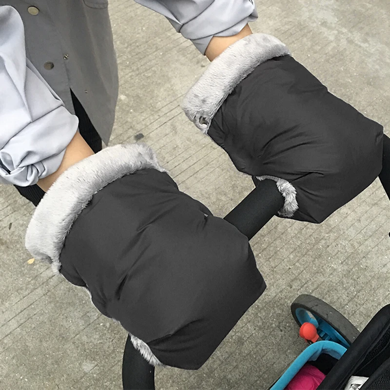 2pcs/Pair Winter Warm Gloves For Stroller Unverisal Waterproof Soft Warm Crystal Velvet Hand Muff Baby Stroller Accessories