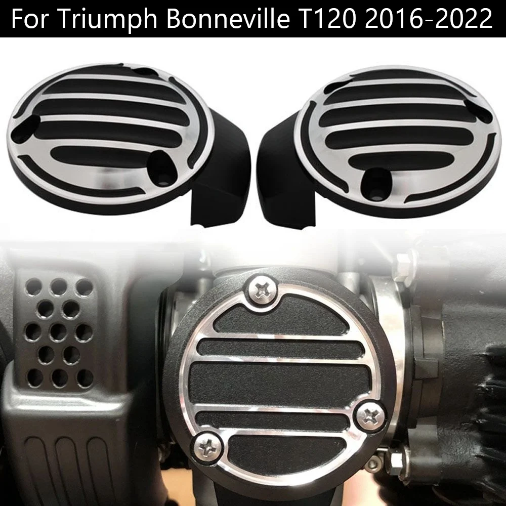 

For Triumph Bonneville Bobber Black Ribbed Throttle Body Covers Kit T120 Speedmaster Thruxton 1200 R 2016-2019