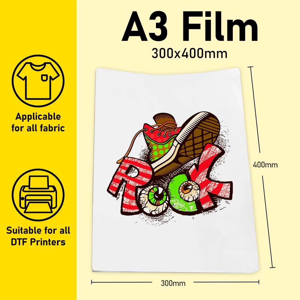 A3 DTF PET Film For Printing T-shirt For DTF Printer R1390 L1800 DX5 XP600 PET Film For DTF ink A3 DTF Transfer Printing Machine