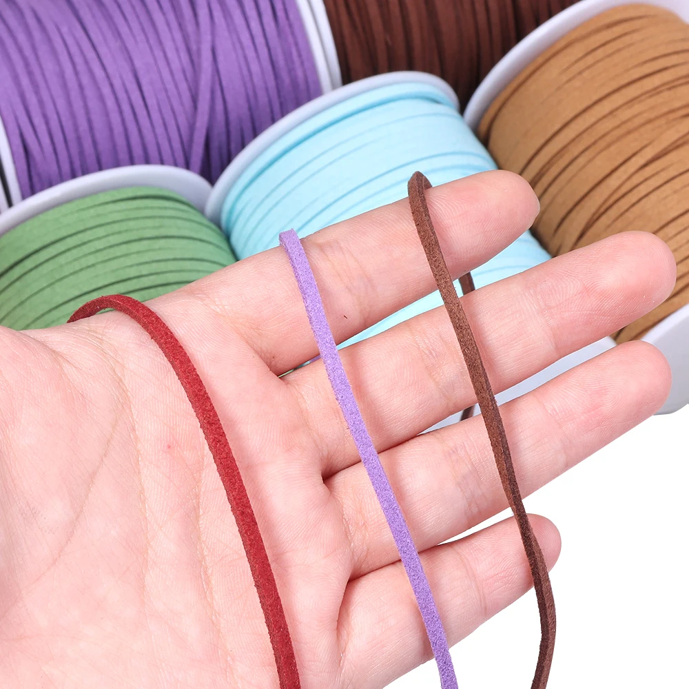 50 Yards 2,6 mm flache Kunstwildlederschnur Lederschnur Faden Samtschnur für Schmuckherstellung Quasten Armband Halskette DIY Bastelarbeiten – Detail 5