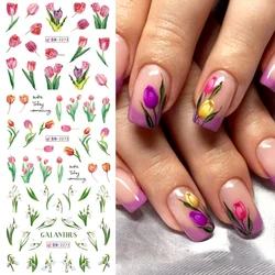 1 sztuk kwiat tulipana Nails naklejki Galanthus Snowdrop woda suwaki letnie kwiaty liście motyle naklejki do Manicure NLBN-2273