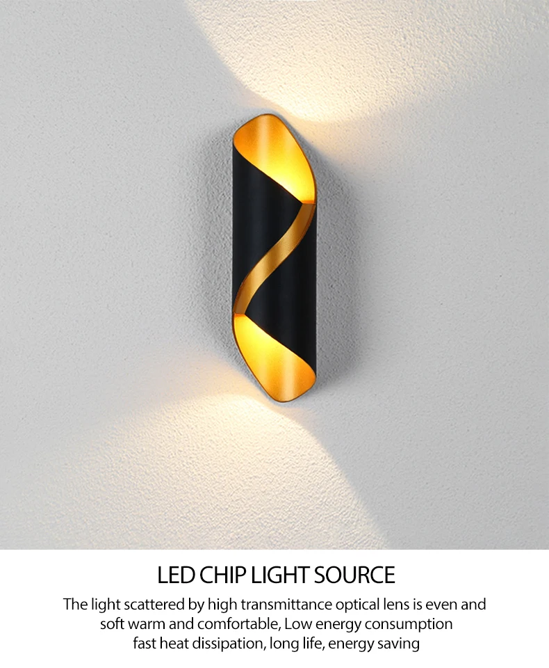 Modern Nordic Spiral Design LED Wall Lamp 6W 3000K Indoor Outdoor Waterproof Sconce Light for Home Decor