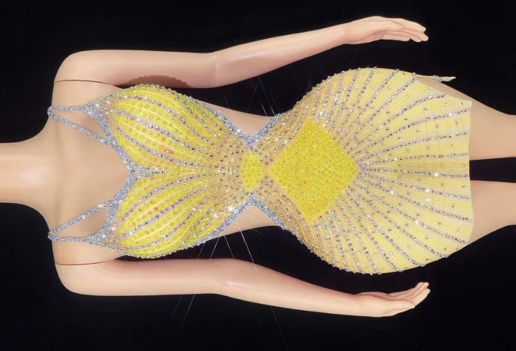 ชุดเดรสสั้นประดับเพชรระยิบระยับสุดเซ็กซี่สำหรับฤดูร้อน ชุดราตรีเปิดหลังสำหรับผู้หญิง ชุดฉลองวันเกิด ชุดออกงานกลางคืน ชุดแสดงบนเวที