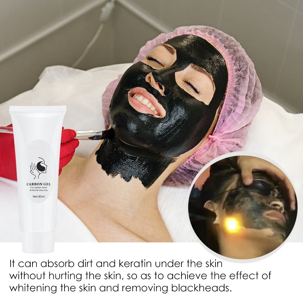 80ML Carbon Peel Cream Gel for Carbon Gel Nano Laser Activated Facial Skin Deep Cleaning with for Skin Rejuvenation Black Doll