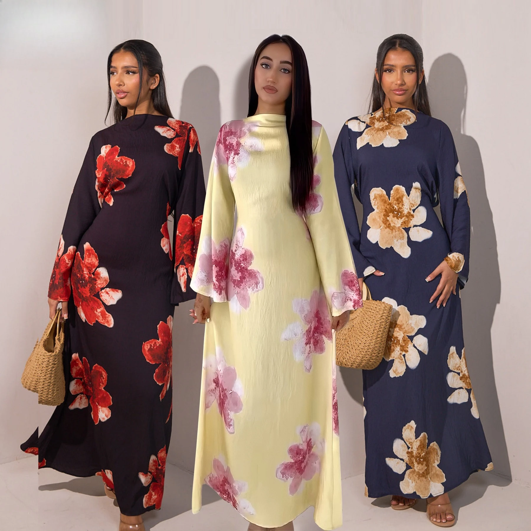 

pure beauty printing dress waist ankle print dress series