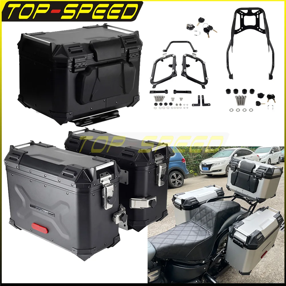 Motorcycle Aluminum Tail Side Top Cases Trunk Pannier Saddlebag W/Mounting System For Harley Softail Street Bob Standard 18-20