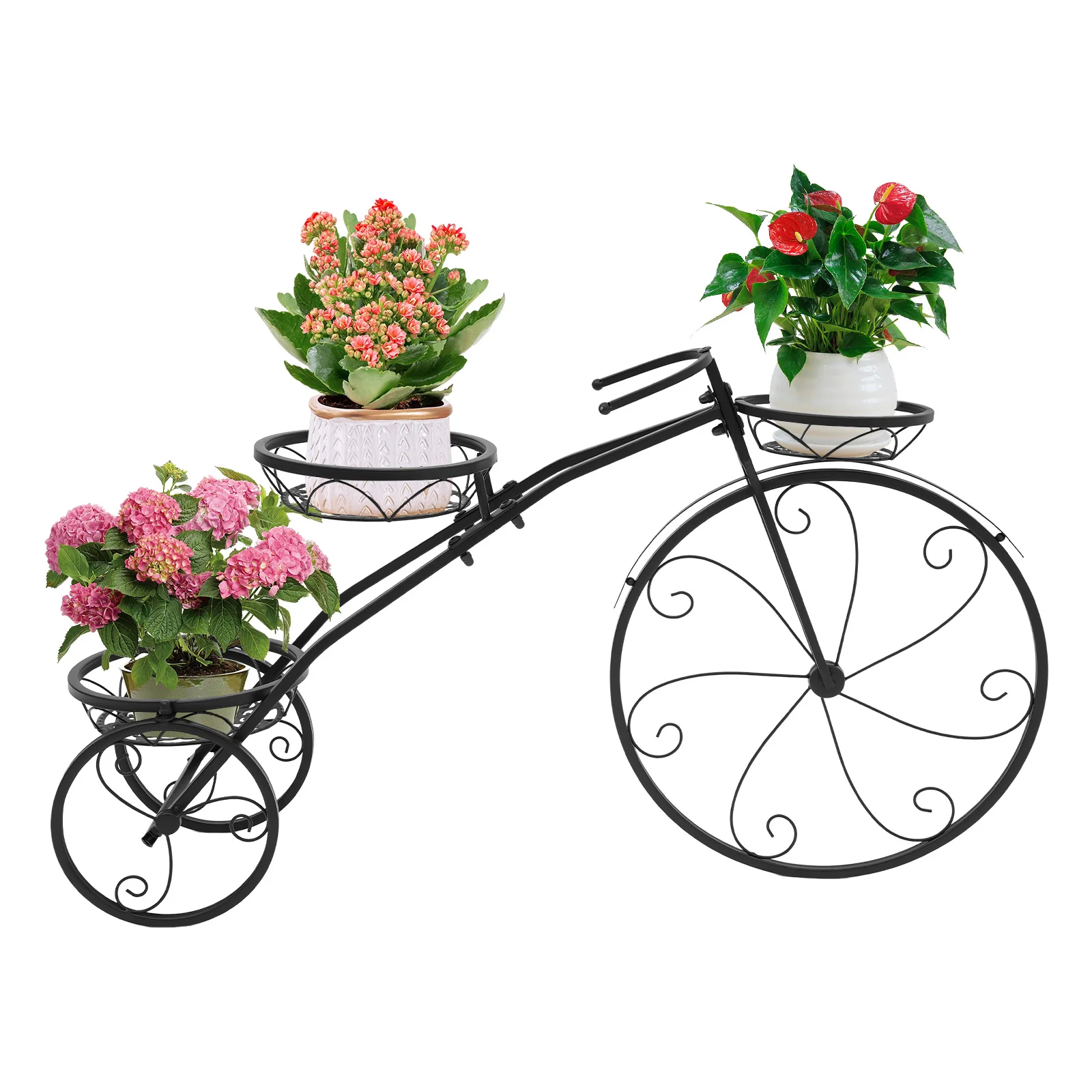 

Multilayer Plant Stands,Tricycle Plant Stand 3-Tier Rolling Flower Pot Garden Cart Stand and Plant Holder Display Rack