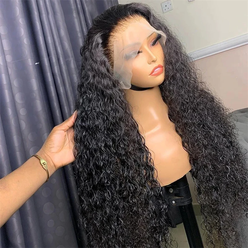 Soft 180%Density 26Inch Black Kinky Curly Preplucked Long Natural Hairline Glueless Lace Front Wig For Women Babyhair Daily