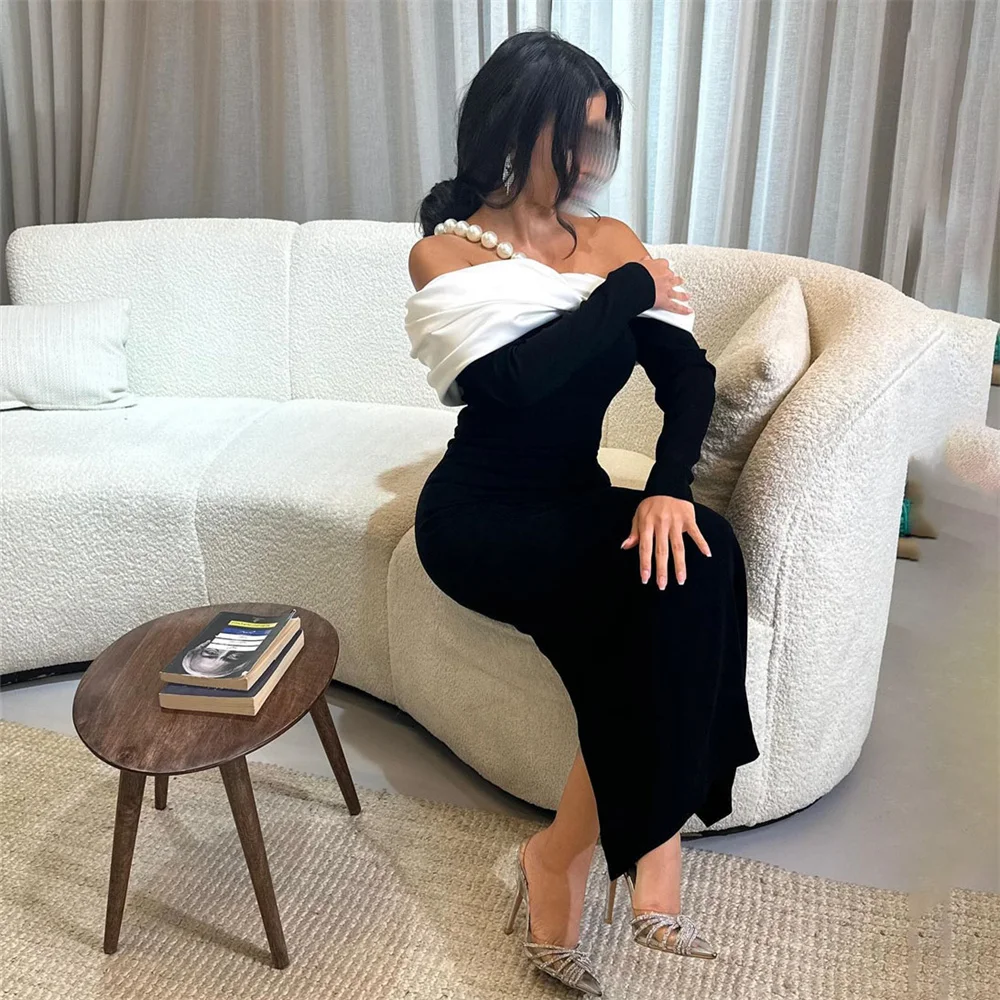 ROYET Beading Spaghetti Strap Off The Shoulder Long Sleeve Formal Evening Dress Mermaid Simple Prom Gown Customized New 2025