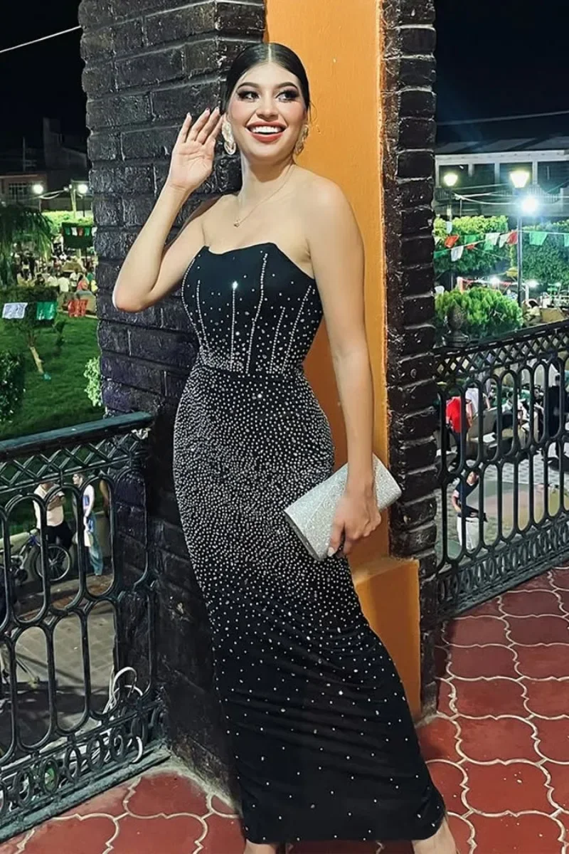 GUWU brillant diamants strass chauds bretelles femmes sans manches longue robe 2025 printemps fête d'anniversaire soirée bal Maxi robes