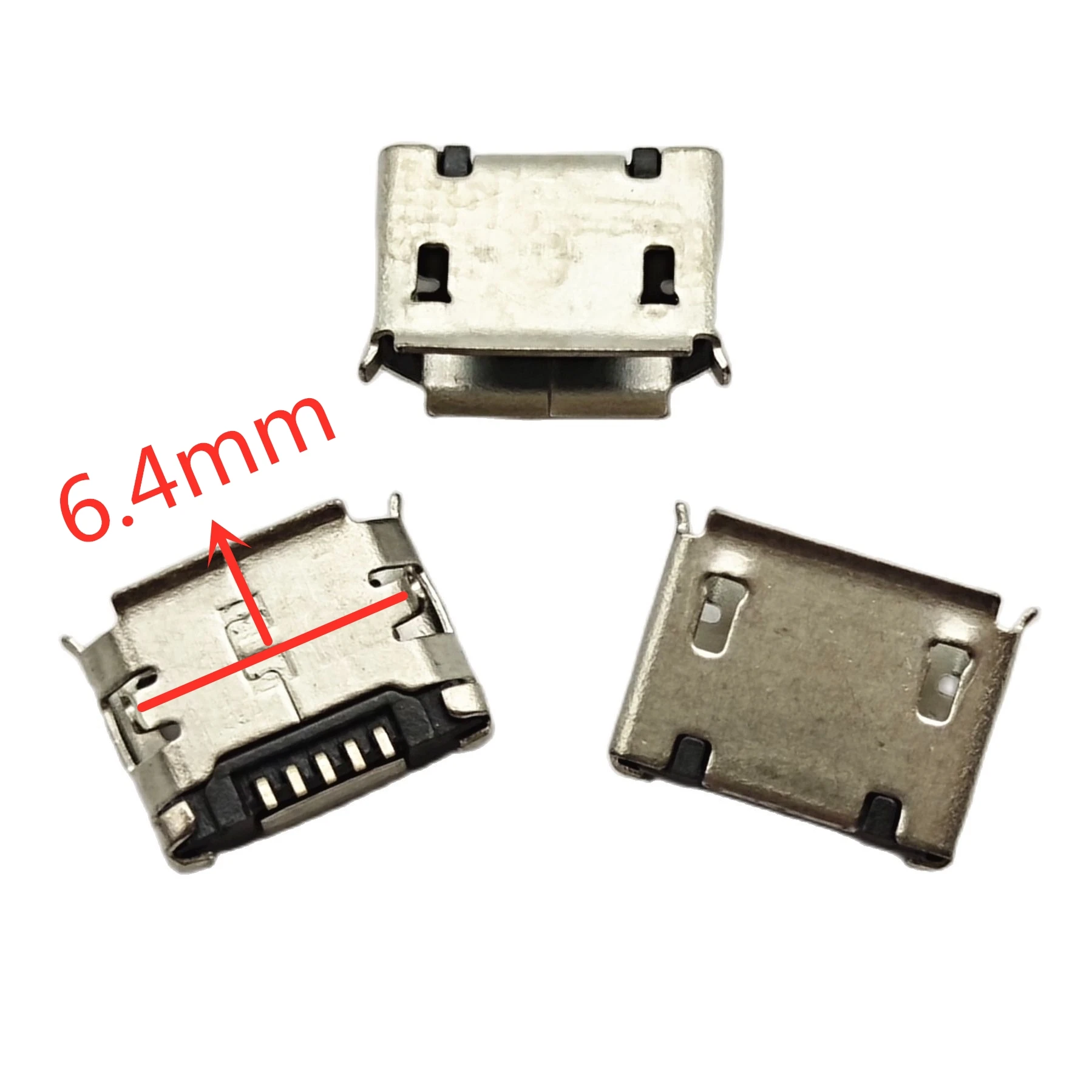 50szt złącze micro USB mini 5pin 6.4mm krótka igła 5P DIP2 Port danych Port ładowania złącze mini usb do wtyczki końcowej telefonu komórkowego