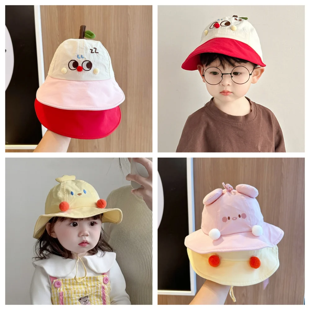 

Comfortable Quick-dry Korean Style Cap Embroidery Shading Hat Summer Kid Sunhat Dinosaur Anti-UV Children's Bucket Hat Boy