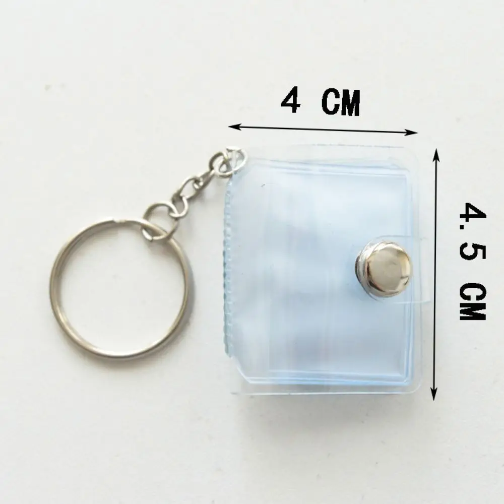 3PCS 2 Inches Mini Photo Albums Receipt Holder Stationery Transparent PVC Key Chain Card Pockets For Photos Cards