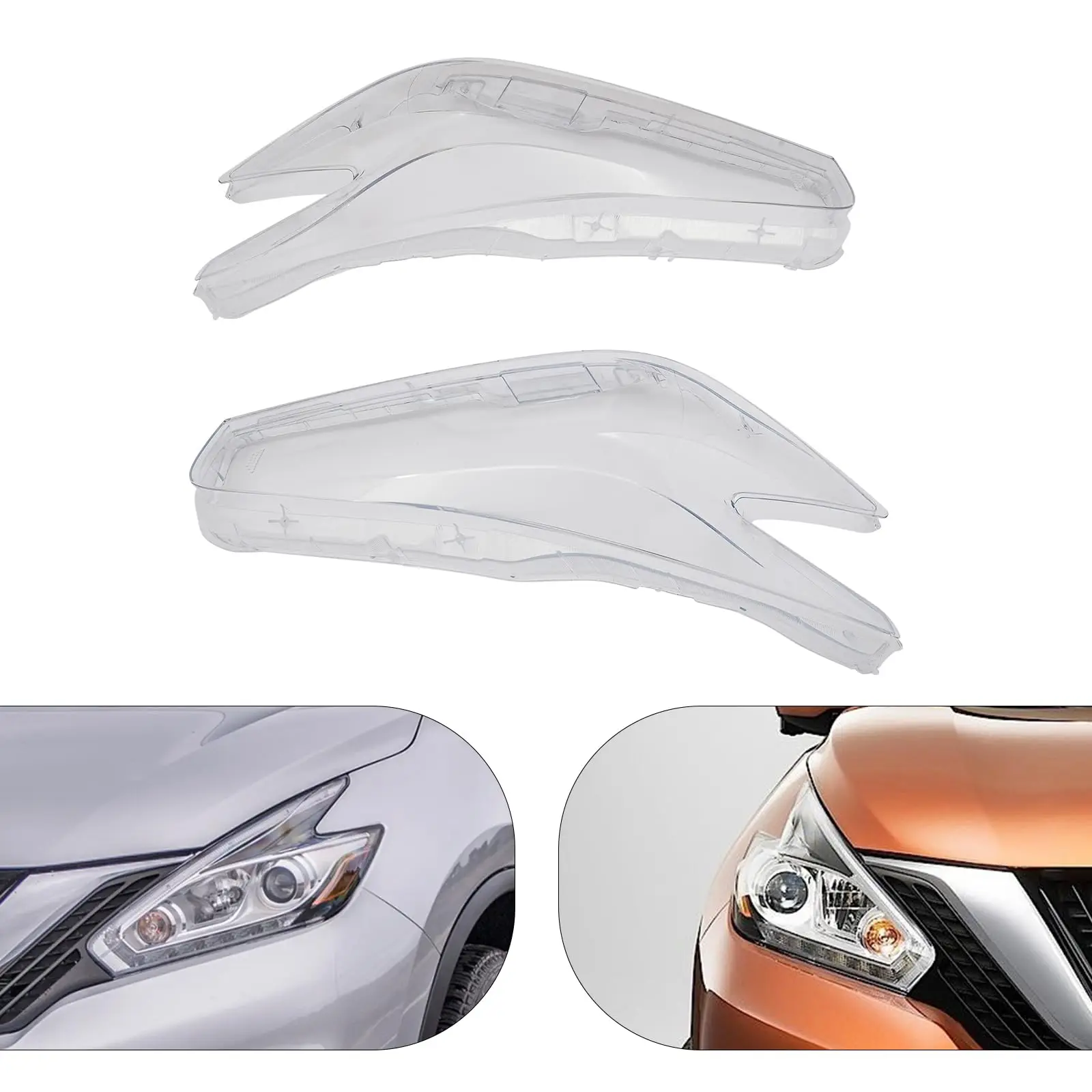 زوج غطاء عدسة المصباح الأمامي متوافق مع نيسان مورانو 2015 2016 2017 2018 غطاء المصباح الأمامي الأيسر والأيمن كشافات أمامية شفافة Le