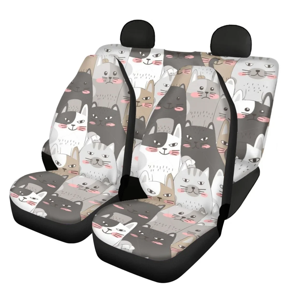 

Funny Cats Art Design Soft Front and Back Car Seat Covers for Automobile Washable Vehicle Seat Protector Durable