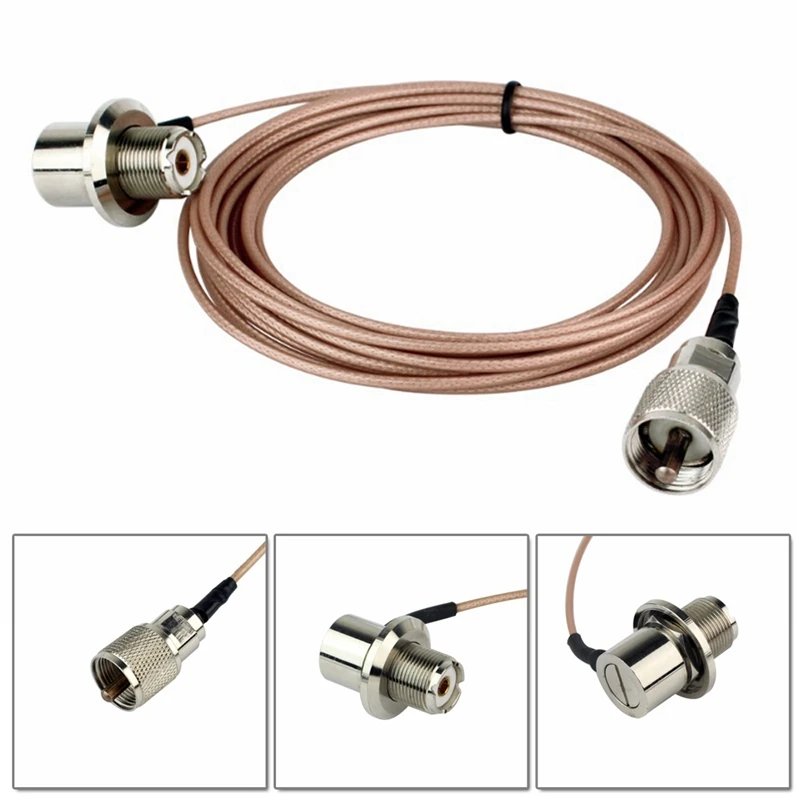 5M 16Ft RG316 Radio Coaxial Cable PL259 UHF Male To So239 With QYT KT-8900D BAOJIE BJ-218 Antenna Bracket