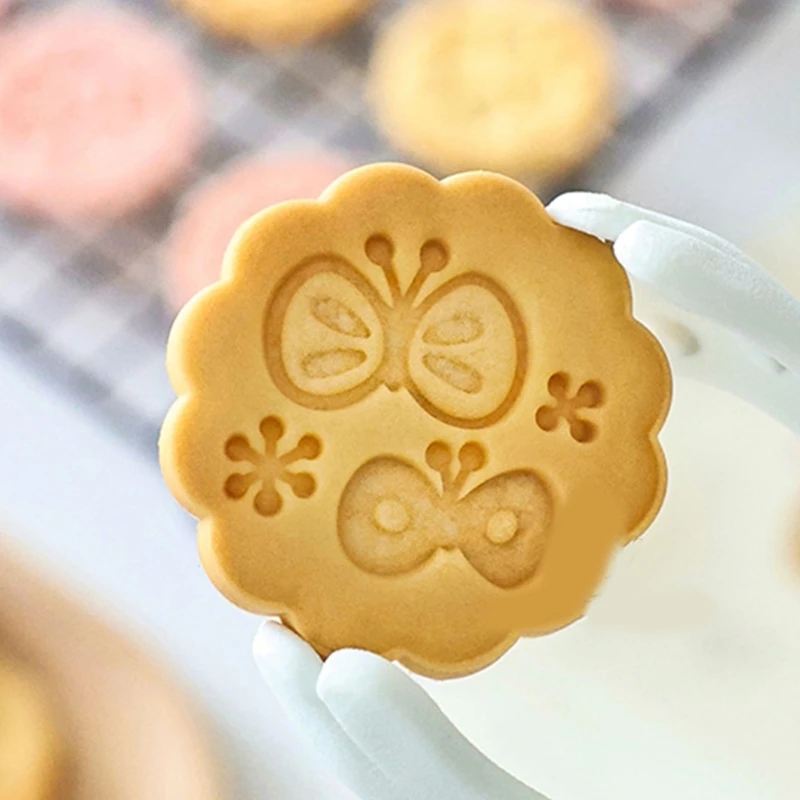 Moldes biscoitos flores, 8 peças, imprensa manual, moldes bolo, conveniente, ferramenta cozimento biscoitos,