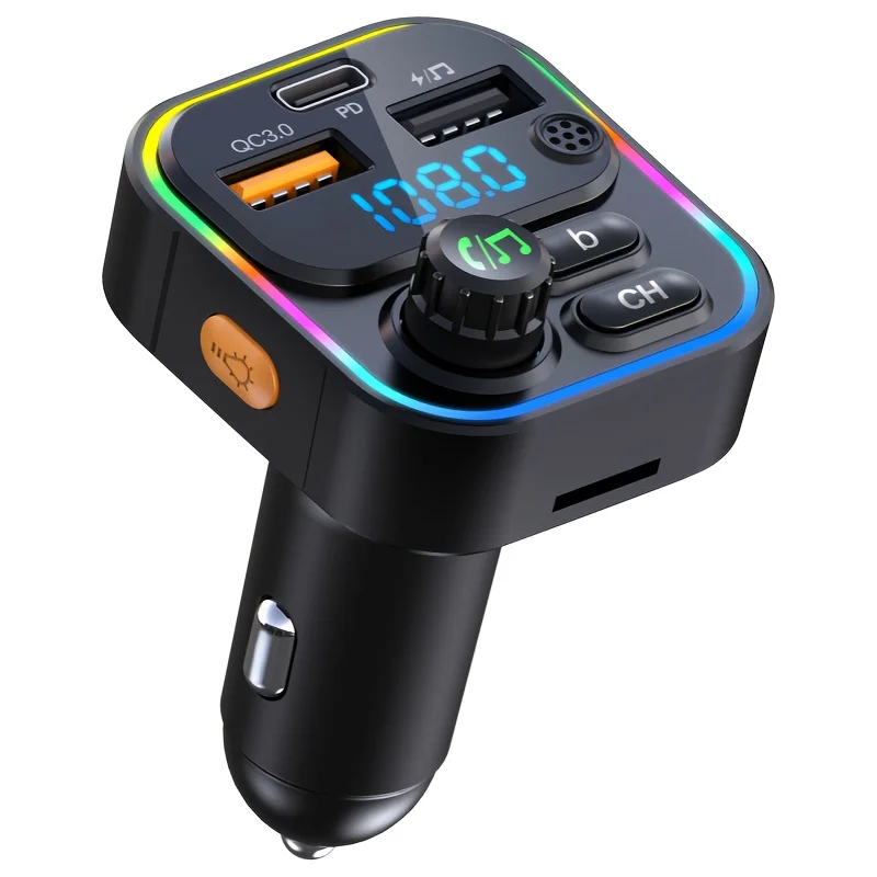 Fm-zender Bluetooth 5.3 Handsfree Auto AUX Radio Modulator MP3 Speler met PD20W QC3.0 Snel Opladen Adapter Auto Accessoires - afbeelding 2