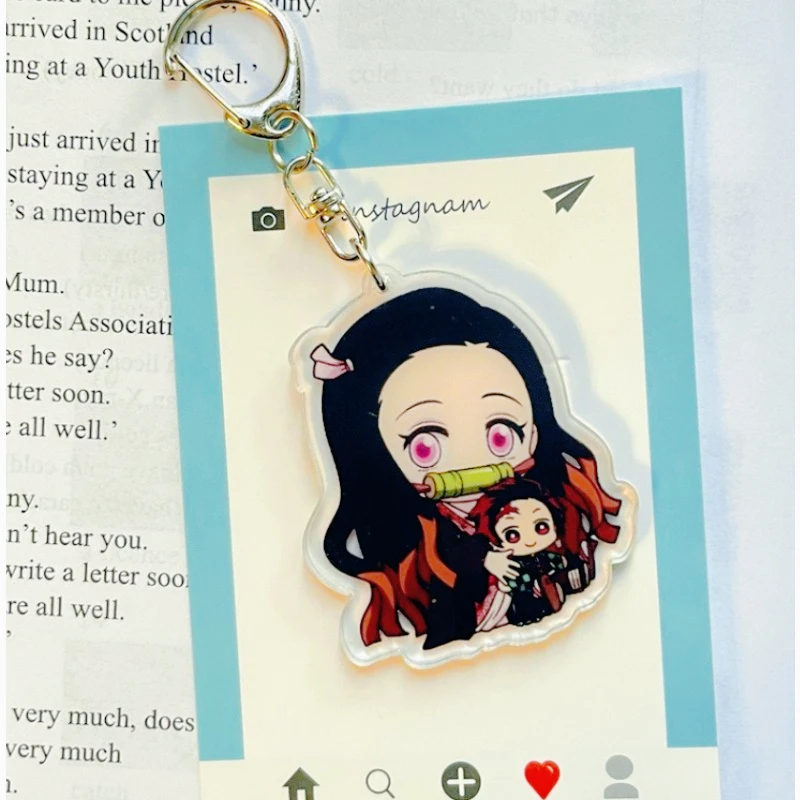 

Demon Slayer Cartoon Acrylic Keychain Kamado Nezuko Anime Action Figures Cartoon Doll Car Key Bag Decoration Cute Gift for Girl