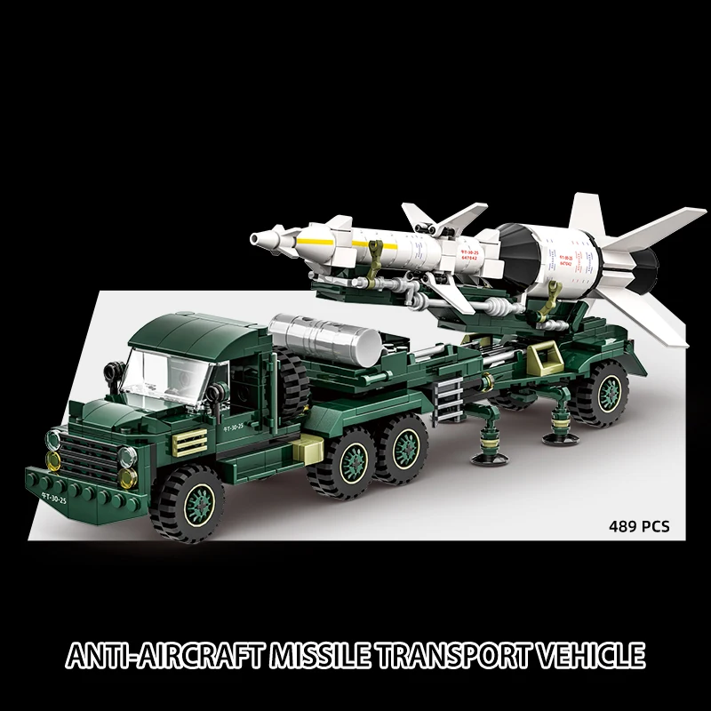 Boy puzzle assembly anti-aircraft missile tank Dongfeng transport vehicle armored vehicle building block toy children's gift