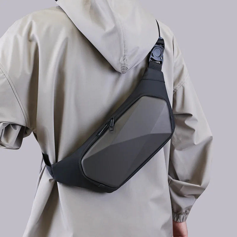 Men's Waist Bag, Hard Shell, Single Shoulder Chest Bag, Anti Splash, Diagonal Cross Chest Bag, Commuting Women's Small Backpack