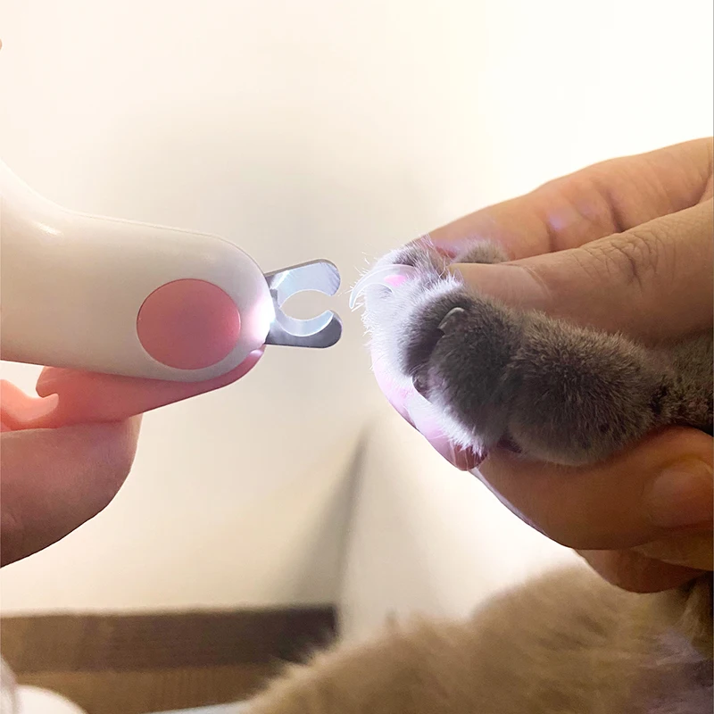 LED 조명 고양이 개 손톱깎이 커터, 안전 잠금 장치가 있는 전문 애완 동물 발톱 트리머, 강아지 새끼 고양이 동물 관리 손질 도구 키트