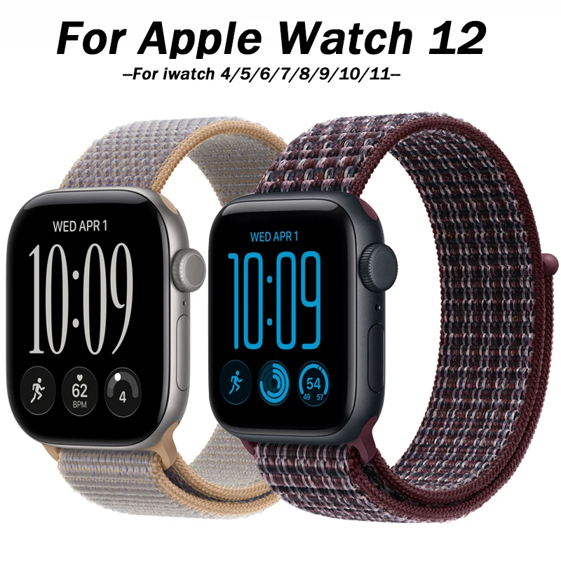 Nylon-Schlaufenarmband für Apple Watch 12 Armbänder 42mm 46mm 41mm 45mm 40mm 44mm 49mm Armband Correa iWatch Series 11 10 SE3 9 8 7 Ultra