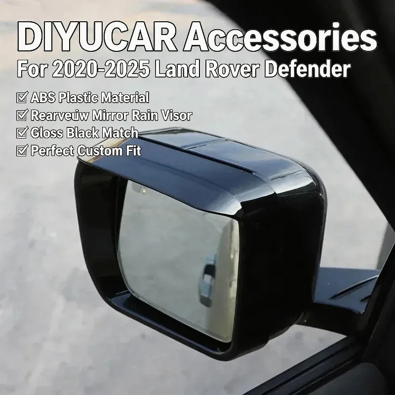 For Land Rover Defender 90 110 130 2020-2025 ABS Silver Car Rear View Mirror Rain Eyebrow Cover Trim Exterior Accessories