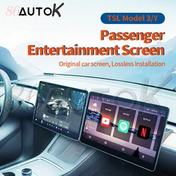 Modify Car Digital Screen For Tesla Model 3/Y 2019-2024 Co Pilot Dedicated Passenger Entertainment Screen plug and play 15.6Inch