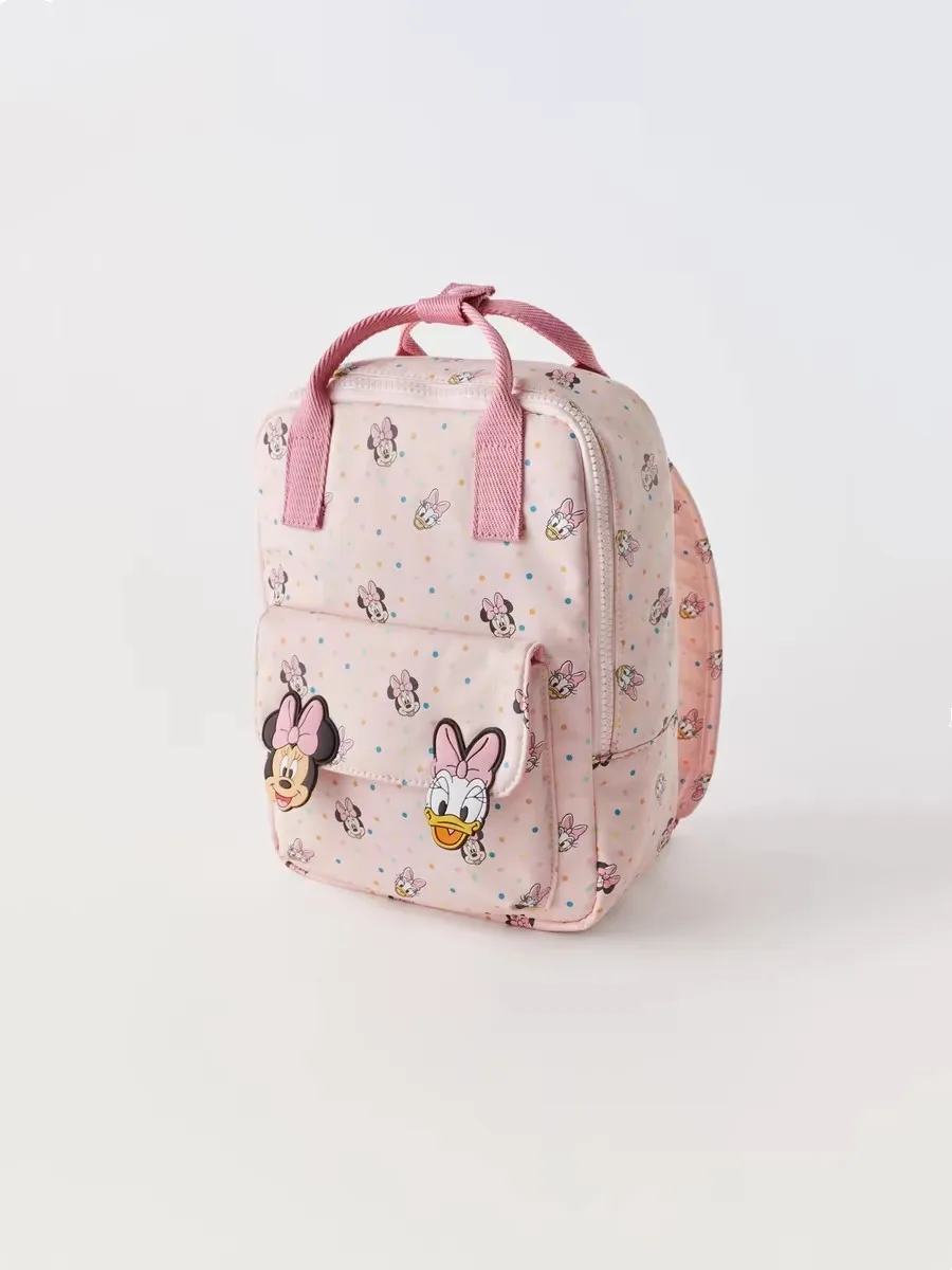 New Children\'s Pink Mini Bag Brand Fashion Cute Nylon Two Shoulder Bags Girls Casual Handbags Minnie Full Print Backpack