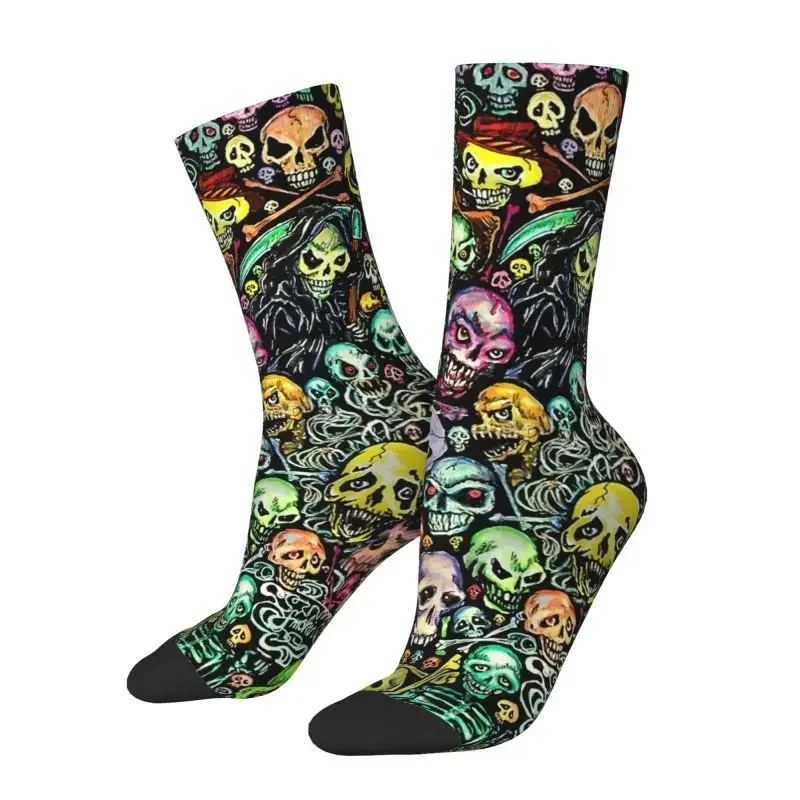 Lustige Männer Horror Skelett Schädel Kleid Socken Unisex warme bequeme 3D gedruckt Halloween Makabre Art Crew Socken