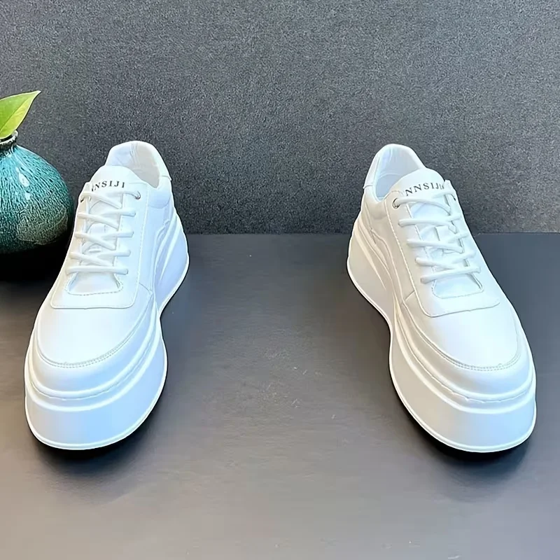 Herren Leichte Business-Schuhe mit Dicker Sohle, Tägliche Outdoor-Freizeitschuhe, PU-Material, Farbe: Weiß. grün – Detail 3
