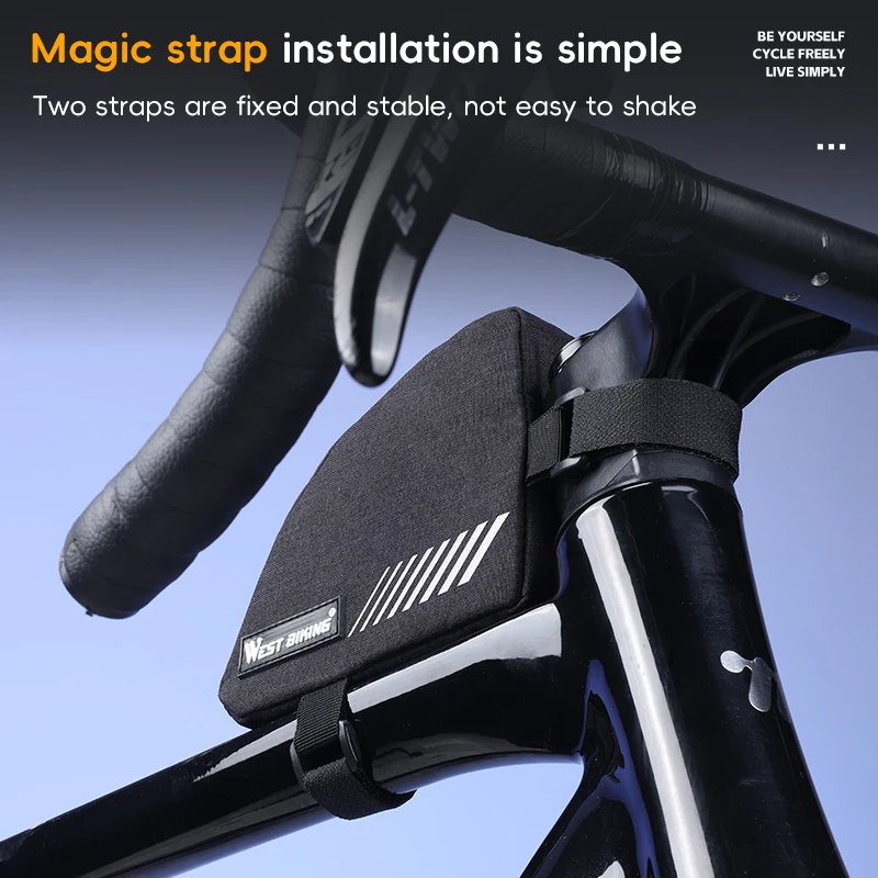 

WEST BlKlNG Mini Bike Triangle Bag Easy lnstallation Bicycle Front Frame Bag With Reflective Strip Quick Access Bicycle Pouch