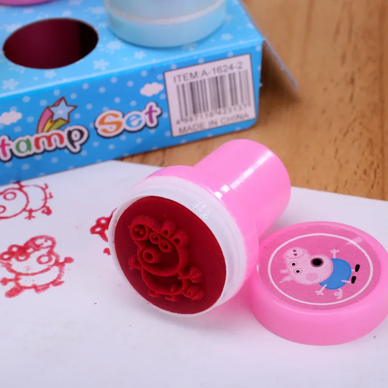 Peppa Pig Original Stamp Toys Boxed Kids Anime Toys Cute George Pepa Pig Plastic Stamp Stickers Gifts for Kids 10pcs/Set