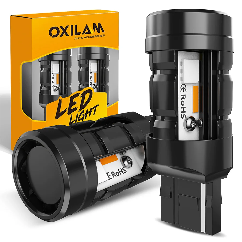 

OXILAM 2Pcs T20 7440 W21W WY21W LED Turn Signal Light Canbus Amber No Error 12V Indicator Lamp With Cooling Fan No Hyper Flash