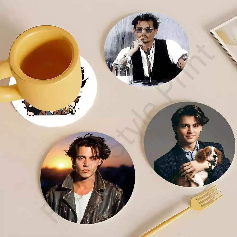 

J-Johnny D-Depp Actor wooden anti-slip coasters suitable for home office and theme party decoration