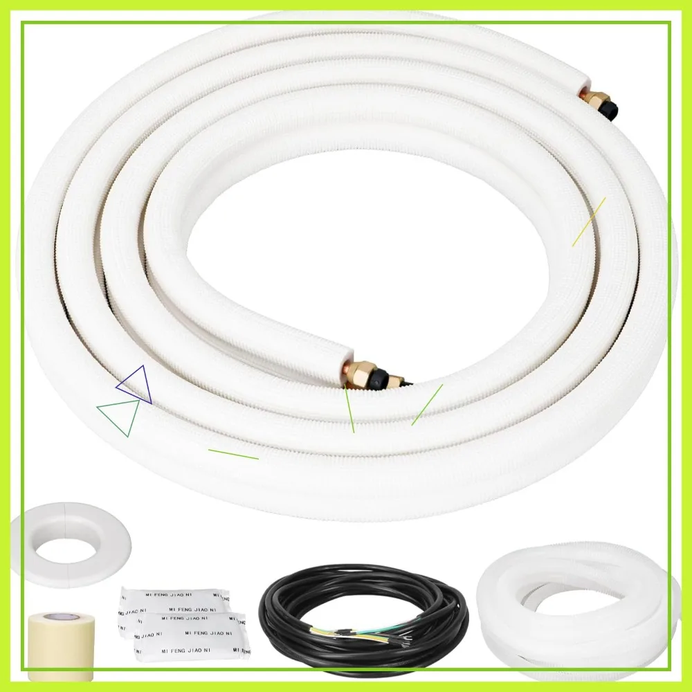

13 Ft Mini Split Line Set Copper Tubing 1/4" & 3/8" PE Thickened for AC/Heating 9000BTU