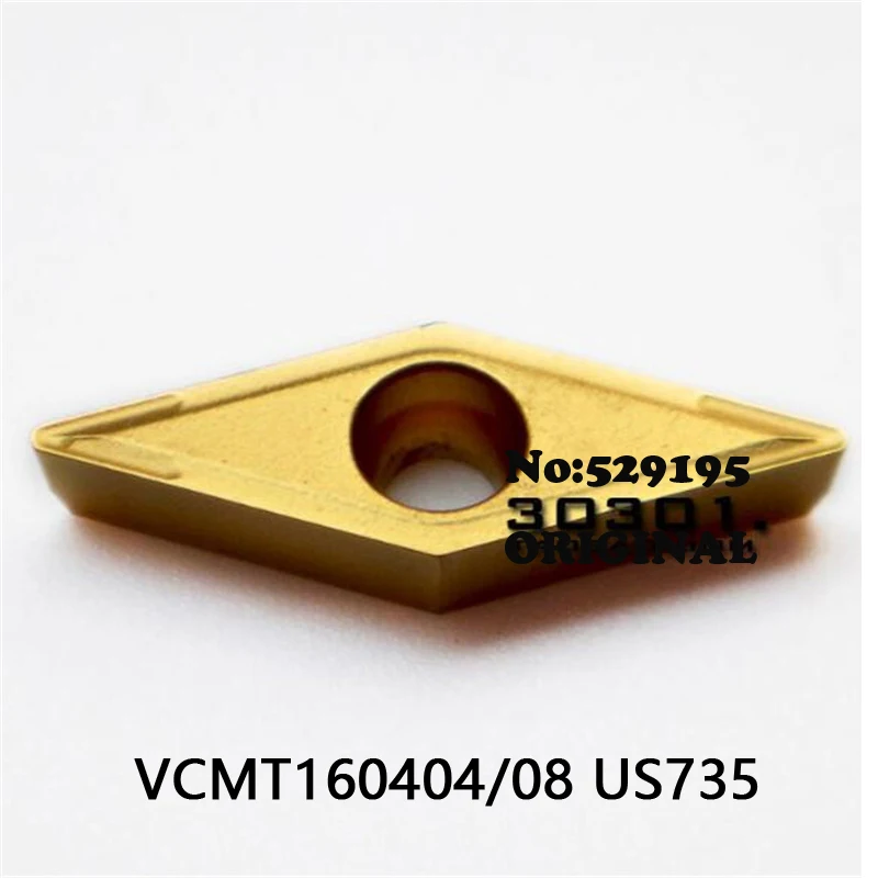 Original VCMT160404 VCMT160408 US735 Carbide Inserts VCMT 160408 for Stainless Steel 160404 Copper Lathe Cutter Tools Turning